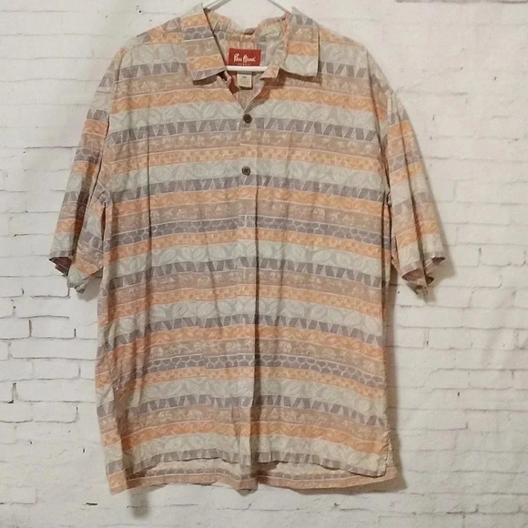 Paul Hana Hawai'i  Sz XXL Men's Button Up Shirt Striped Hawaiian Cotton Pocket - Picture 1 of 7